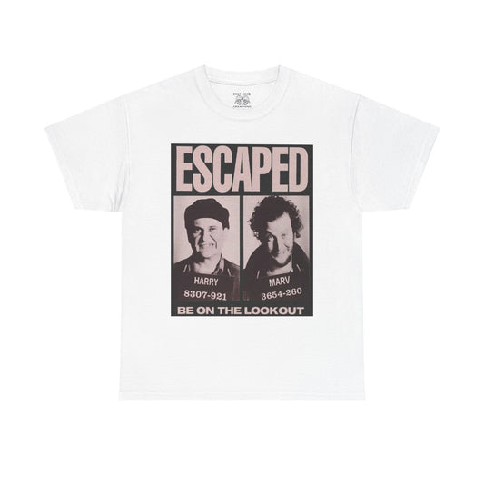 Escaped Mugshot Home Alone Unisex Heavy Cotton Tee | Fun Gift for Fans, Casual Wear, Novelty Tee, Humor Shirt, Movie Lovers
