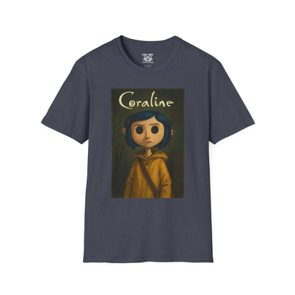 Coraline-Inspired Unisex Softstyle T-Shirt, Cute Graphic Tee, Movie Merch, Unique Gift, Retro Style, Horror Fans, Birthday Present