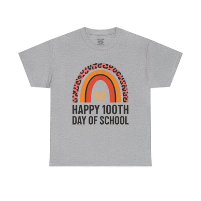Colorful Rainbow 100th Day of School T-Shirt, School Spirit Tee, Teacher Gift, Milestone Celebration Shirt, Kids Unisex Cotton Tee