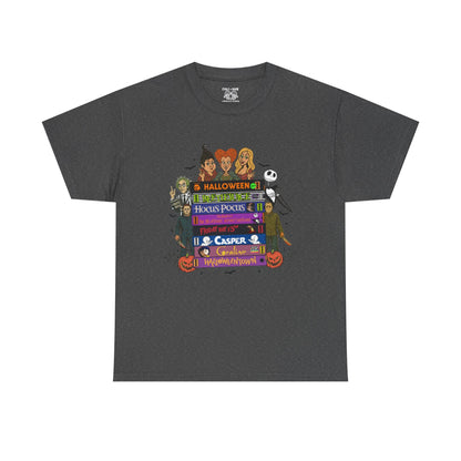 Halloween Themed Unisex Heavy Cotton Tee, Graphic Tee, Book Lovers Gift, Spooky Season Apparel, Fall Fashion, Costume Replacement