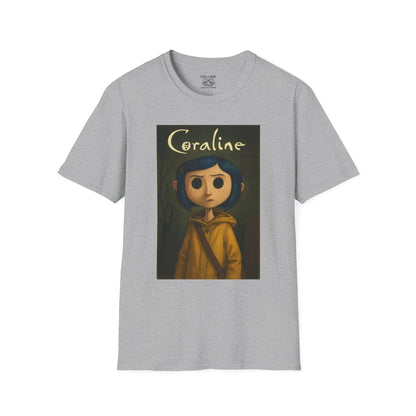 Coraline-Inspired Unisex Softstyle T-Shirt, Cute Graphic Tee, Movie Merch, Unique Gift, Retro Style, Horror Fans, Birthday Present