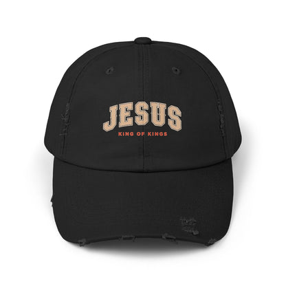 Unisex Distressed Cap - Jesus King of Kings Hat, Vintage Christian Hat, Casual Faith Cap, Inspirational Gift, Everyday Wear