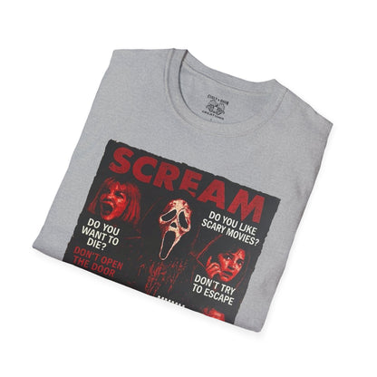 Scream Movie T-Shirt, Horror Tees for Movie Lovers, Unisex Graphic Tee, Halloween Costumes, Scary Movie Gifts