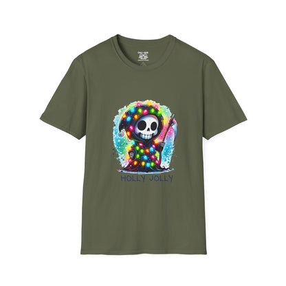 Holly Jolly Skull T-Shirt - Fun Unisex Tee for Holiday Cheer, Halloween, Christmas, Gift for Friends, Graphic Shirt