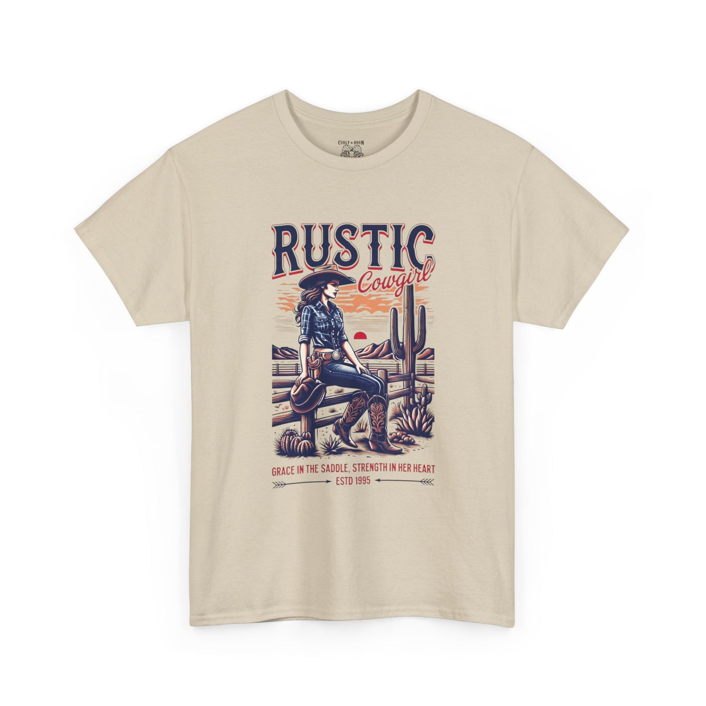 Rustic Cowgirl Unisex Heavy Cotton Tee, Western Style Shirt, Country Vintage Tee, Men's Graphic T-Shirt, Gift for Cowboy Lovers
