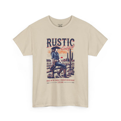 Rustic Cowgirl Unisex Heavy Cotton Tee, Western Style Shirt, Country Vintage Tee, Men's Graphic T-Shirt, Gift for Cowboy Lovers
