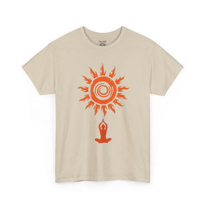 Sunshine Spirit Unisex Heavy Cotton Tee | Relaxed Fit, Bohemian Style, Yoga Shirt, Casual Wear, Gift for Nature Lovers