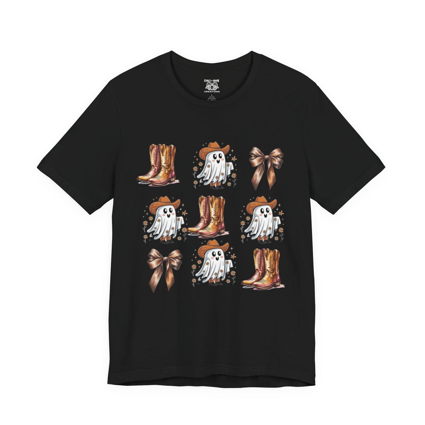 Ghostly Cowboy Tee, Fun Unisex Tee, Halloween Shirt, Country Style Tee, Ghosts and Boots Design, Casual Wear