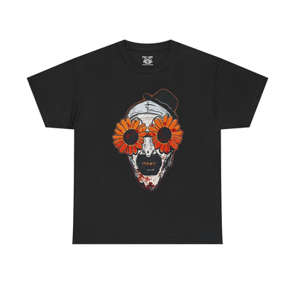 Terrifier Skull Tee with Floral Glasses, Unisex Cotton Shirt, Trendy Graphic T-Shirt, Quirky Casual Wear, Unique Gift for Him or Her