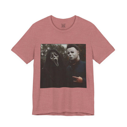 Horror Movie Graphic Tee, Unisex Jersey Short Sleeve Tee, Halloween Costume Shirt, Scary Movie Fan Apparel, Spooky Themed Tee
