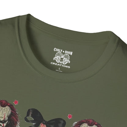Creepy Clown Graphic T-Shirt for Horror Fans, Perfect for Halloween or Everyday Wear, Gifts for Movie Lovers