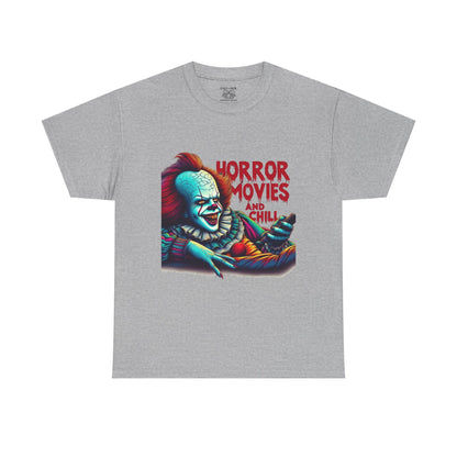 Pennywise Horror Movies Heavy Cotton Tee, Funny Scary Shirt, Movie Night Outfit, Unisex Graphic Tee, Halloween Gift