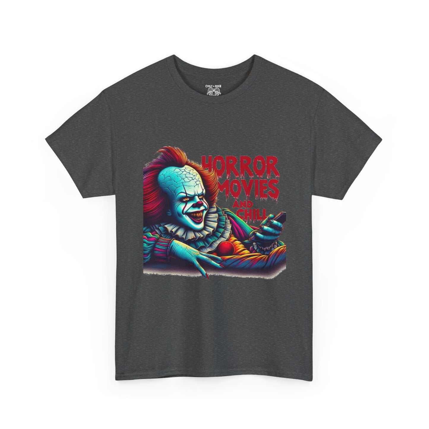 Pennywise Horror Movies Heavy Cotton Tee, Funny Scary Shirt, Movie Night Outfit, Unisex Graphic Tee, Halloween Gift