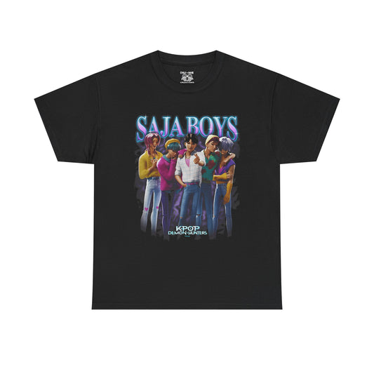 KPOP Saja Boys Graphic Tee, Unisex Heavy Cotton Tee for Fans, Festival Wear, Casual Street Style, Unique Gift Idea
