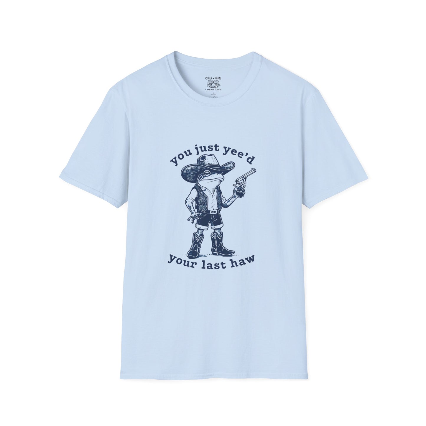 Funny Western Frog Unisex Softstyle T-Shirt with Quirky Quote