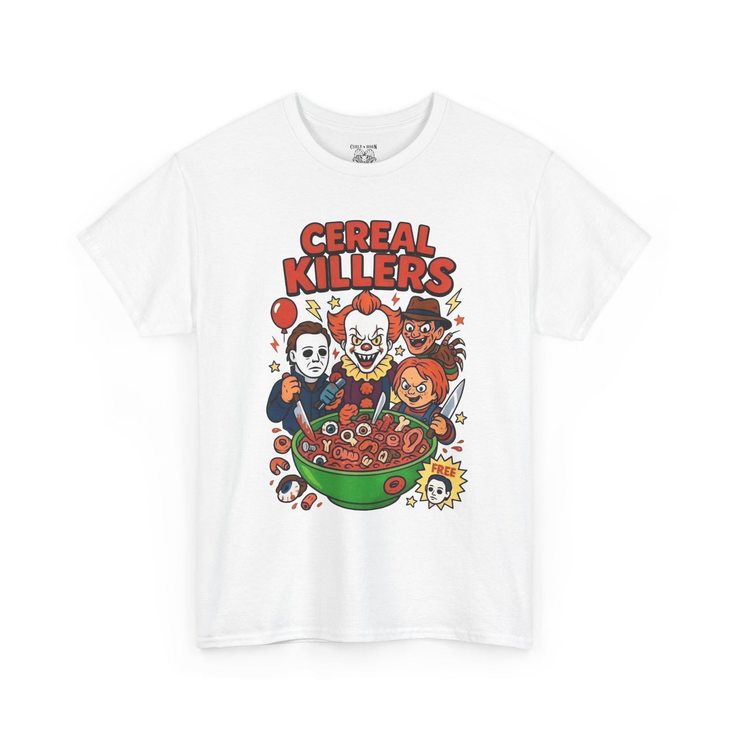Cereal Killers Tee - Fun Halloween T-Shirt, Horror Movie Merch, Unisex Graphic Shirt, Spooky Costume Top, Unique Gift Idea