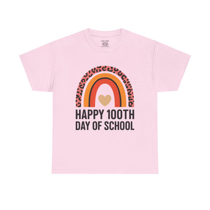 Colorful Rainbow 100th Day of School T-Shirt, School Spirit Tee, Teacher Gift, Milestone Celebration Shirt, Kids Unisex Cotton Tee