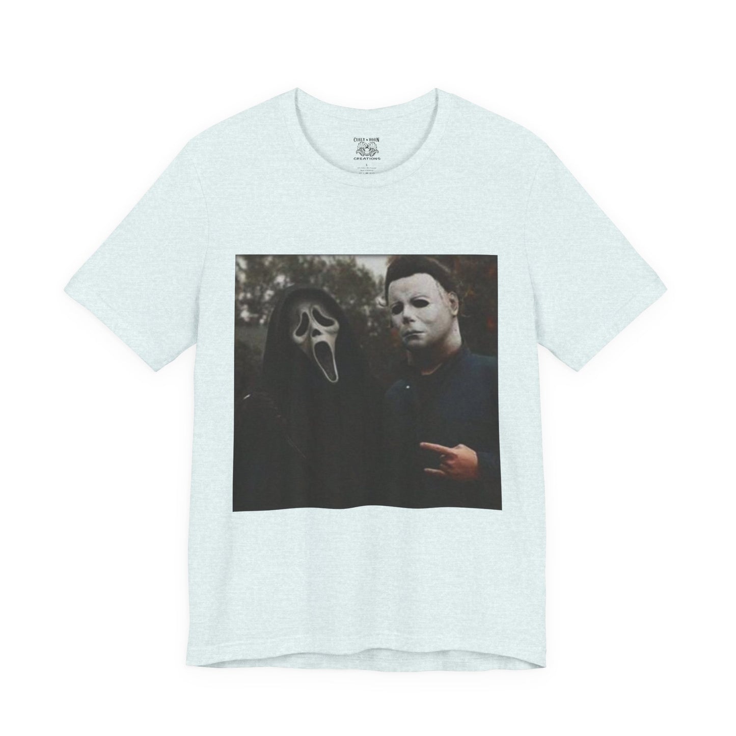 Horror Movie Graphic Tee, Unisex Jersey Short Sleeve Tee, Halloween Costume Shirt, Scary Movie Fan Apparel, Spooky Themed Tee