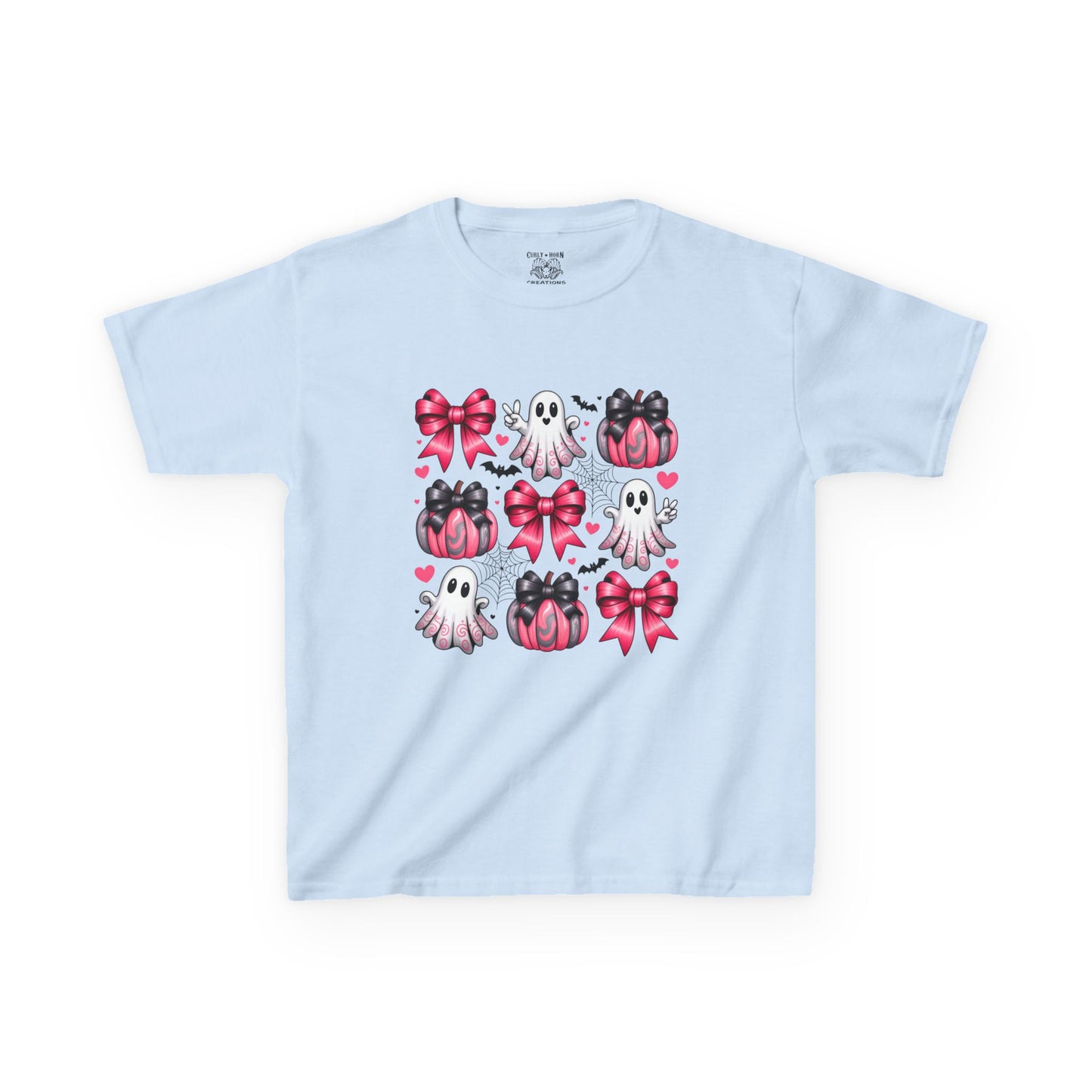 Cute Ghosts & Bows Kids Tee, Halloween Shirt, Gift for Kids, Spooky Season Apparel, Fun Ghost T-Shirt