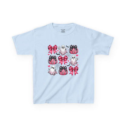 Cute Ghosts & Bows Kids Tee, Halloween Shirt, Gift for Kids, Spooky Season Apparel, Fun Ghost T-Shirt