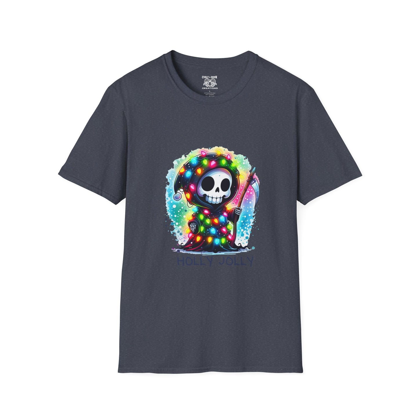 Holly Jolly Skull T-Shirt - Fun Unisex Tee for Holiday Cheer, Halloween, Christmas, Gift for Friends, Graphic Shirt