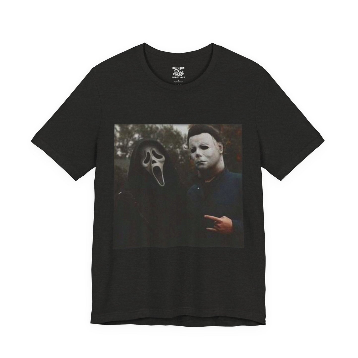 Horror Movie Graphic Tee, Unisex Jersey Short Sleeve Tee, Halloween Costume Shirt, Scary Movie Fan Apparel, Spooky Themed Tee