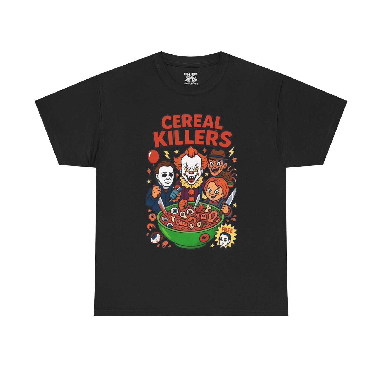 Cereal Killers Tee - Fun Halloween T-Shirt, Horror Movie Merch, Unisex Graphic Shirt, Spooky Costume Top, Unique Gift Idea