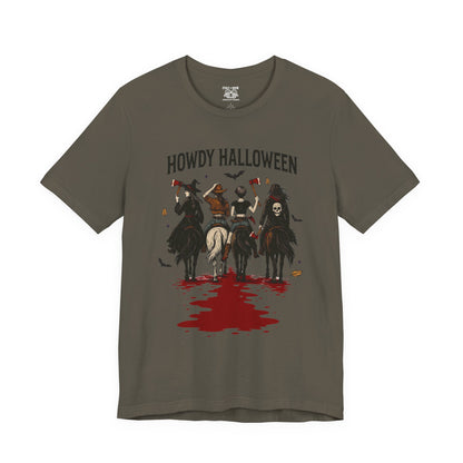 Howdy Halloween Unisex Tee, Spooky Graphic T-Shirt, Fall Festival Shirt, Halloween Costume Top, Casual Fall Wear