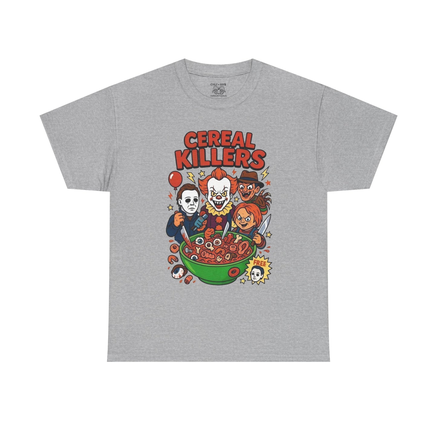 Cereal Killers Tee - Fun Halloween T-Shirt, Horror Movie Merch, Unisex Graphic Shirt, Spooky Costume Top, Unique Gift Idea