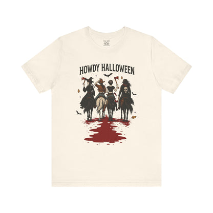 Howdy Halloween Unisex Tee, Spooky Graphic T-Shirt, Fall Festival Shirt, Halloween Costume Top, Casual Fall Wear