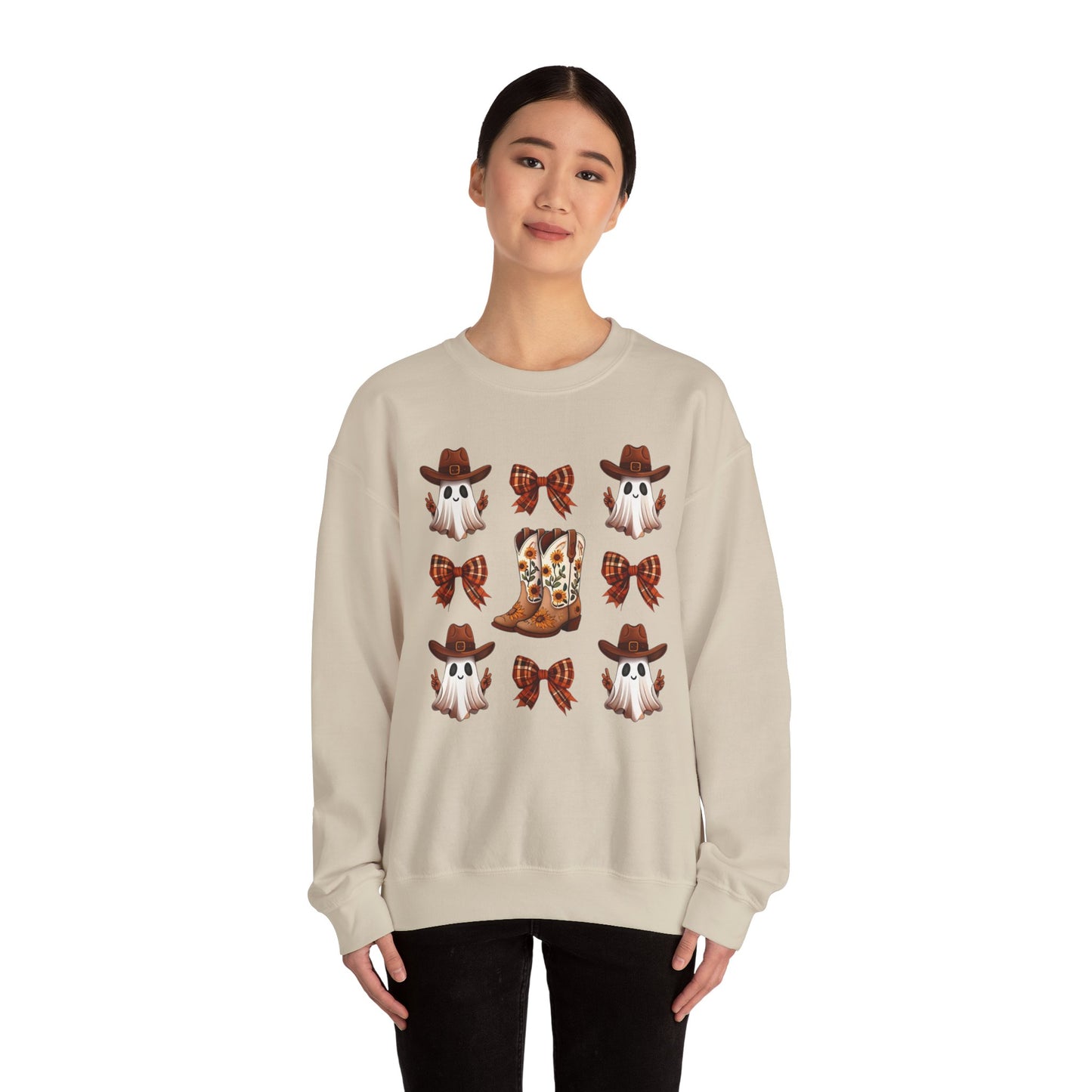 Ghostly Cowboy Crewneck Sweatshirt | Halloween, Fall Fashion, Cozy Gift, Trendy Sweater, Unisex Apparel
